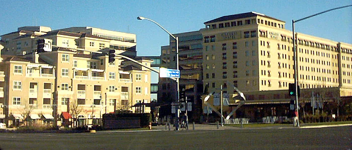 Cupertino city center at De Anza Boulevard and Stevens Creek Boulevard
